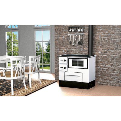 Puuhella Alfa Plam Regular 46, Valkoinen, 5 kW - Puuhellat