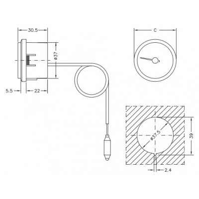 Capillary thermometer Cewal, Plastic case DN50 - Tuotevertailu