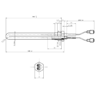 Pellettiuunien sytytin pellettitakkoihin Palladio ym, kokonaispituus 145mm, 250W - Pellettitakan Sytyttimet