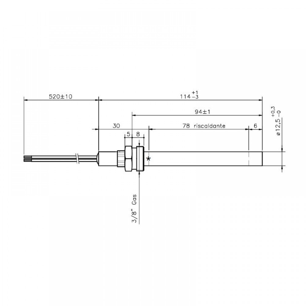Pellettiuunien sytytin Ecoteck, Ravelli ym, kokonaispituus 114mm, 250W | Pellettitakan Sytyttimet | Pellettitakan varaosat |