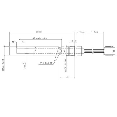 Pellettipolttimen sytytin Ferroli ym, kokonaispituus 190mm, 350W - Pellettipolttimien osat