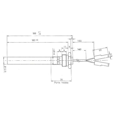 Pellettiuunien sytytin pellettitakkoihin Palazzetti ym, kokonaispituus 188mm, 350W - Pellettitakan Sytyttimet