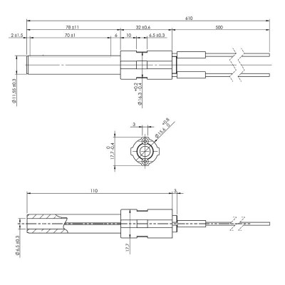 Keraaminen pellettiuunien sytytin BURNiT, Palazzetti ym, kokonaispituus 113mm, 260W - Pellettitakan varaosat