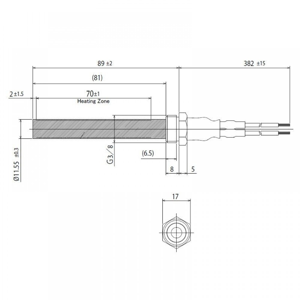 Keraaminen pellettiuunien sytytin La Nordica, Ecoteck, Karmek One, Ravelli ym., kokonaispituus 94mm, 300W | Pellettitakan Sytyttimet | Pellettitakan varaosat |