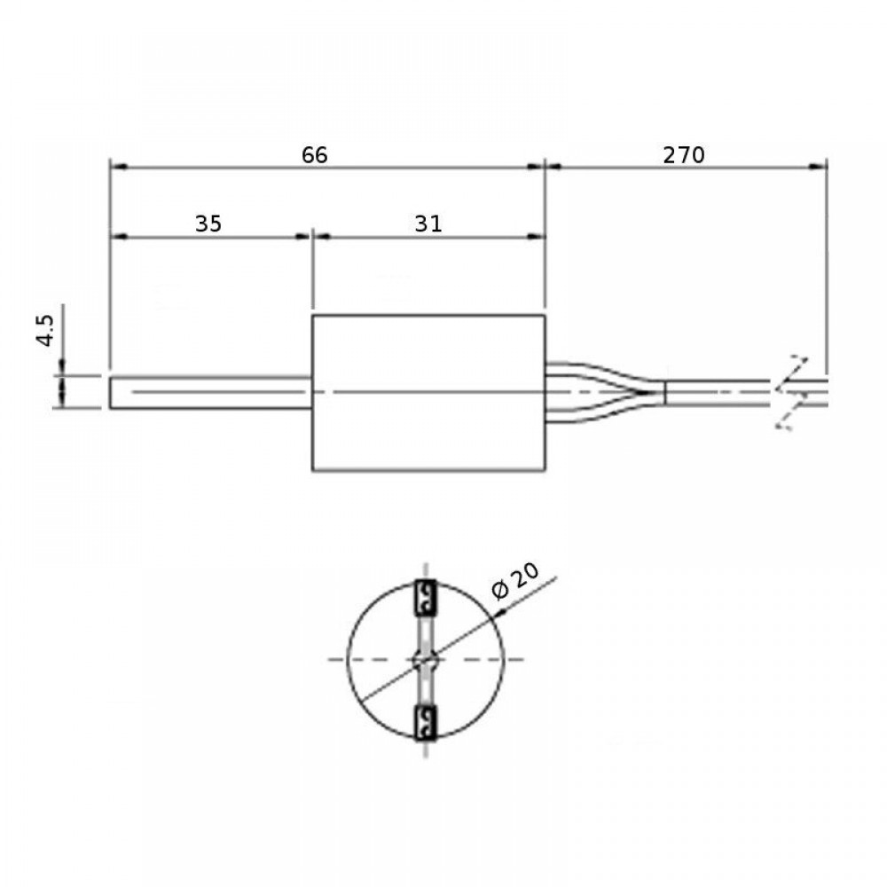 Pellettiuunien sytytin, kokonaispituus 66mm, 90 - 100W - 24 V AC | Pellettitakan Sytyttimet | Pellettitakan varaosat |