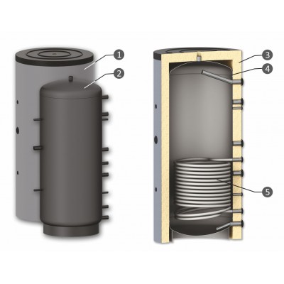 Buffer Tank Sunsystem, Model PR 800, Capacity 800L, One heat exchange coil Vessel - Tuotevertailu