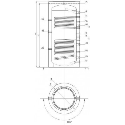 Buffer Tank Sunsystem, Model PR2 800, Capacity 800L, Two heat exchanging coils Vesse; - Tuotevertailu